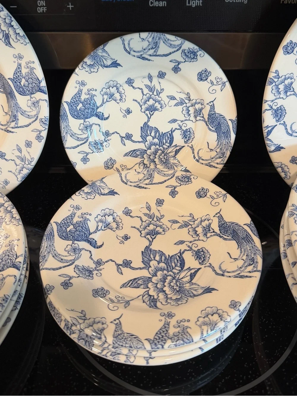 Vintage Staffordshire Engravings Birds of Paradise Floral - Set of 12
